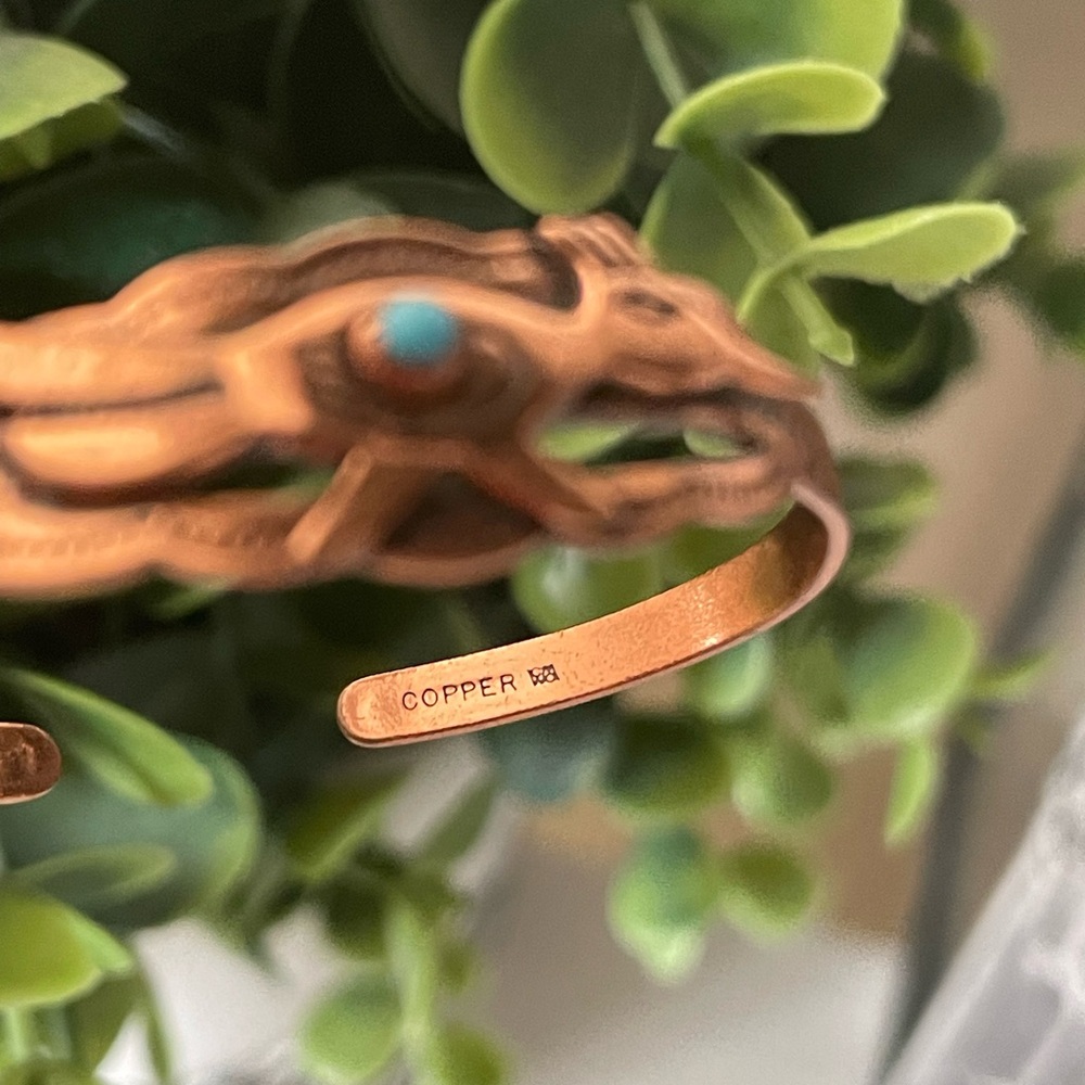 Bell's Trading Post Baby or Childs Copper & Turquoise Stone Cuff Bracelet - Picture 5 of 7